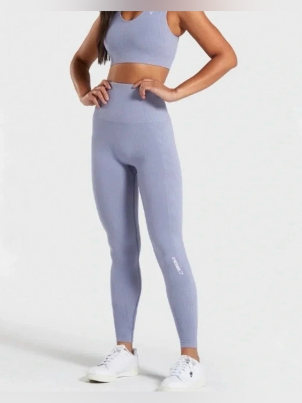 Gymshark Power Down High Rise Seamless Leggings - Steel Blue Lavender - Size M